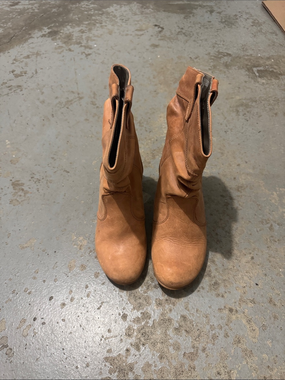 Steve Madden Tan Leather Slouch Ankle Boots size 39